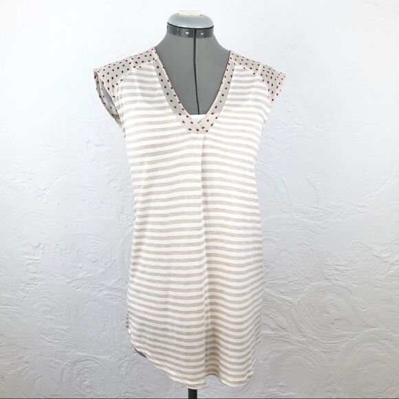 Anthropologie Little Yellow Button Stripe Contrast Top-XS - Picture 1 of 8